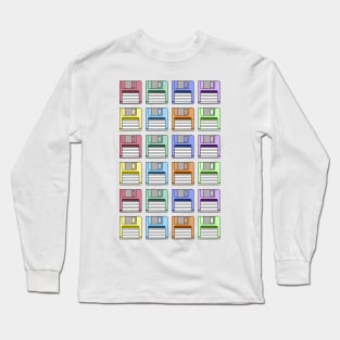 Floppy Disk Pattern Long Sleeve T-Shirt